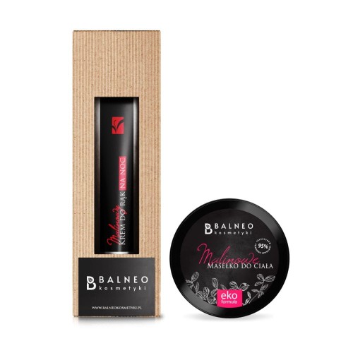 zestaw: malinowy krem do rąk na noc, 70ml + malinowe masełko do ciała, 50ml